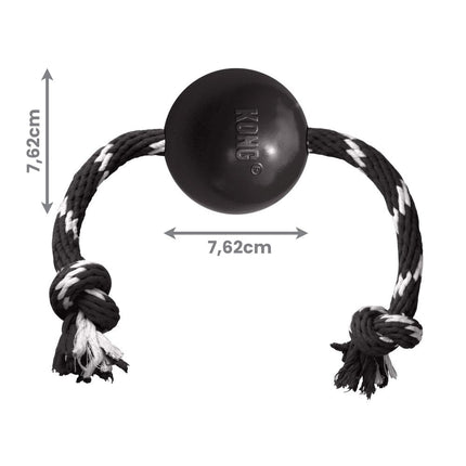 KONG Extreme Ball With Rope L - durable ball on a string for dogs