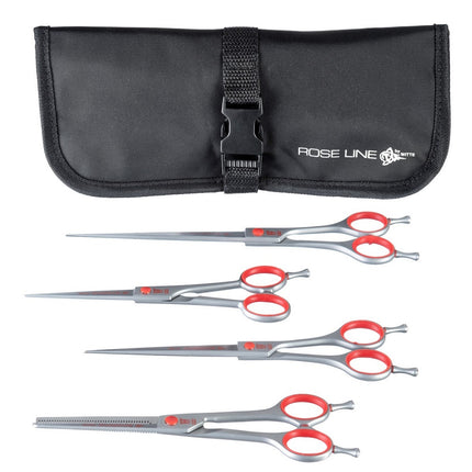 White Red Rose Line - professional scissors set + thinning shears, packaged in a case