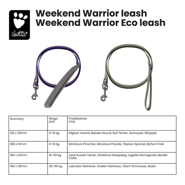 Hurtta Weekend Warrior Eco Leash Rosehip - waterproof dog leash made from recycled materials