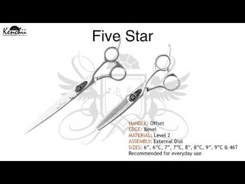 Kenchii Five Star Offset Left Blenders - grooming thinning shears for left-handed users, 46 teeth with micro-serration