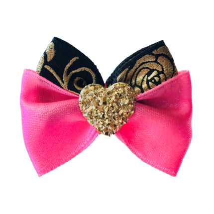 Blovi Bow Glamour satin bow with rose motif