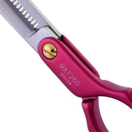 Madan Pet Grooming Thinning - professional, ultra-lightweight single-sided thinning shears made of Japanese stainless steel, aluminum handle - red