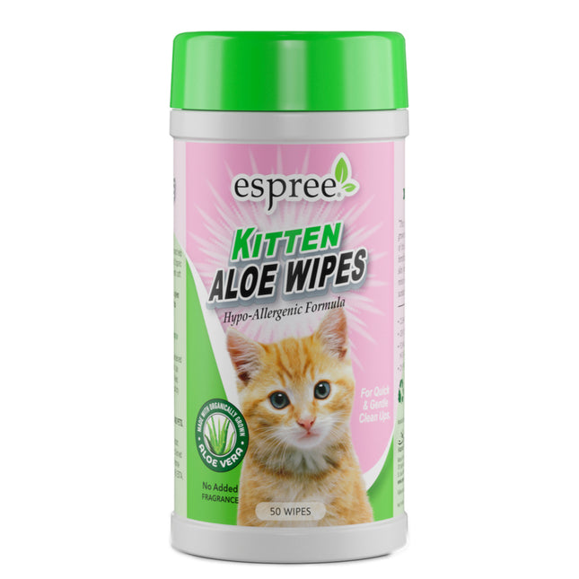 Espree Kitten Aloe Wipes 50 pcs - gentle wipes for refreshing kitten fur