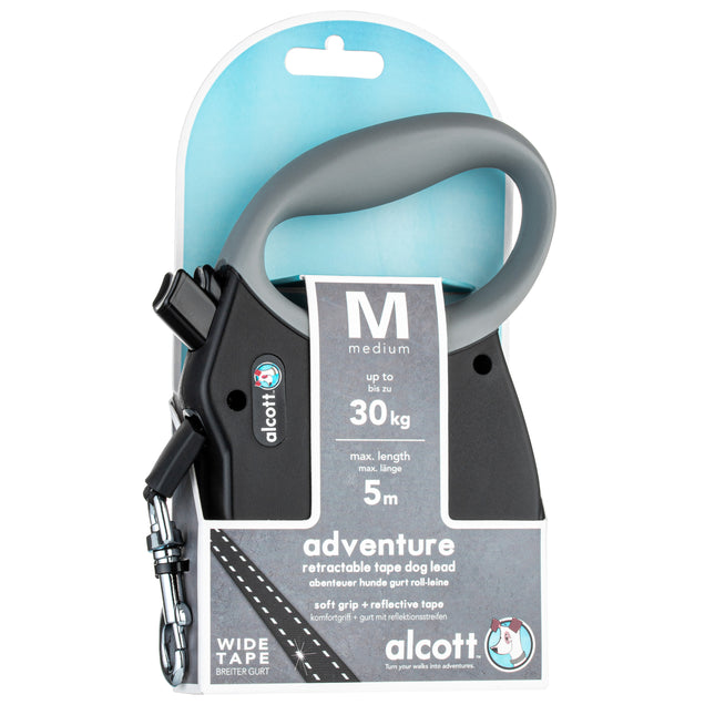 Alcott Adventure Retractable Leash Black - reflective automatic leash for dogs, black