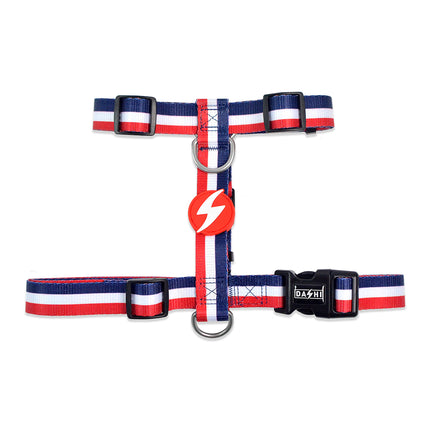 Dashi Stripes Red & Blue Back Harness - adjustable guard harness for dogs, red and blue stripes