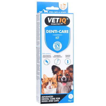 VetIQ 2in1 Enzymatic Toothcare Kit - set: enzymatic toothpaste for dogs and 2 toothbrushes