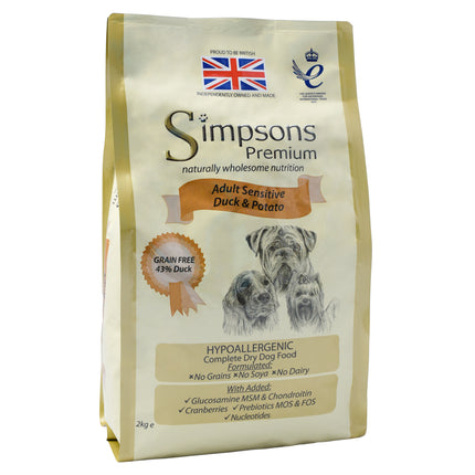 Simpsons Premium Adult Sensitive Duck & Potato - food for sensitive dogs, duck and potatoes