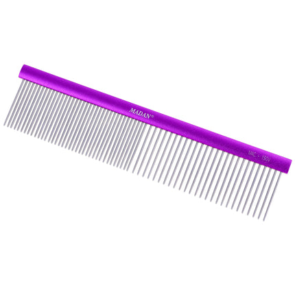 Madan Professional Light Comb 19cm - professional, lightweight comb with an aluminum handle and mixed tooth spacing, pins