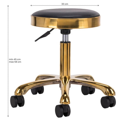 Activ - 1640 Gold Black - gold grooming stool on wheels, with height adjustment, black