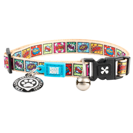 Max&Molly GOTCHA! Smart ID Cat Collar Comic - colorful collar for cats with a smart Tag pendant