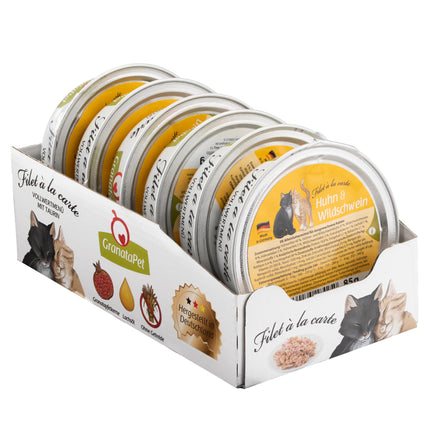 GranataPet Filet à la carte Chicken & Wild Boar - wet food for cats, juicy fillets in their own sauce, chicken and game.