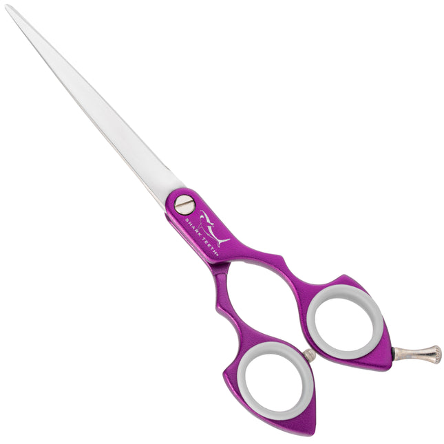 Shernbao Shark Straight Scissors - lightweight, straight scissors for Korean-style grooming, purple