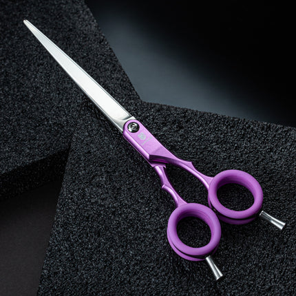 Jargem Asian Style Light Straight Scissors - very lightweight, straight scissors with colorful rings, for Korean-style grooming.