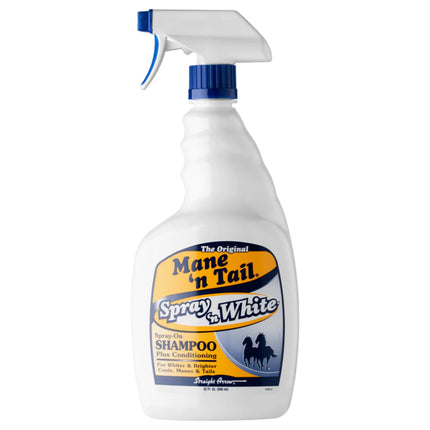 Mane'n Tail Spray'n White Shampoo - shampoo with conditioner for white, gray, and golden horse coats, in spray form