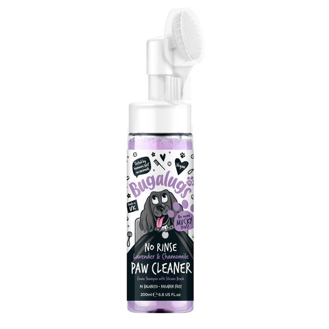 Bugalugs No Rinse & Chamomile Paw Cleaner - dog paw cleaning foam, no rinsing, lavender with chamomile