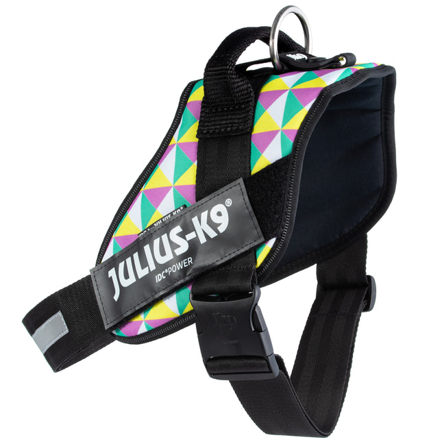 Julius - K9 IDC Powerharness Retro - dog harness with reflectors, in colorful triangles