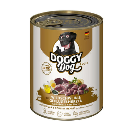 Doggy Dog Wild Boar & Poultry Hearts - grain-free wet dog food with wild boar and poultry hearts