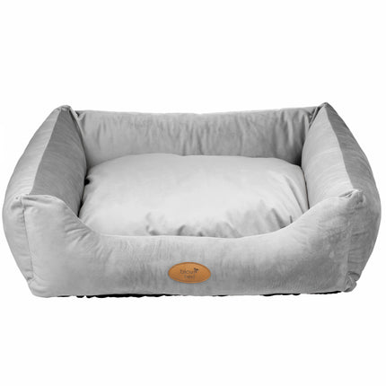 Blovi Bed Velur Love Light Grey - elegant velvet bed for dogs and cats, rectangular light gray