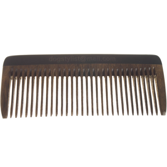 P&W Dog Stylist Comb - fragrant, anti-static sandalwood comb with wide tooth spacing