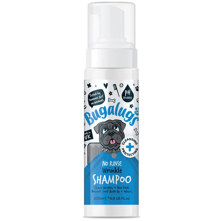 Bugalugs Wrinkle No Rinse Shampoo - Chlorhexidine shampoo for skin folds in dogs and cats, no rinsing required