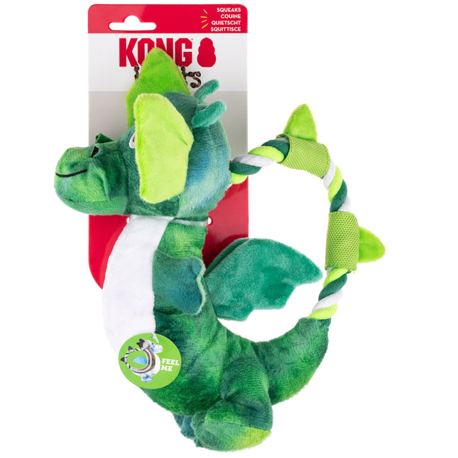 KONG Dragon Knots - plush dragon for dogs, toy with rope inside