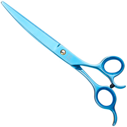 Geib Kiss Gold Blue Curved Scissors - high-quality curved scissors with micro-serration and blue finish