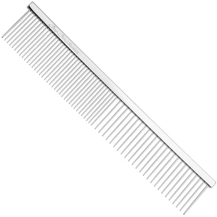 Chris Christensen #000 Fine/Coarse Greyhound Style Buttercomb 7.5 - sturdy stainless steel comb for all coat types, mixed spacing