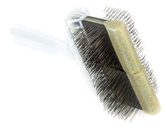 ActiVet Diamond Super Soft Brush - extra soft, double-sided, flexible brush for long, silky hair, bent + straight pins - large 9c