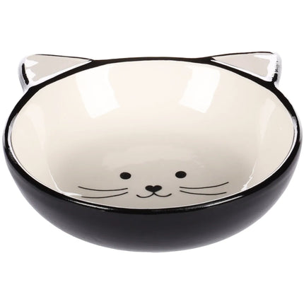 Flamingo Kajo Black & White Bowl - ceramic bowl for cats, black and white kitten