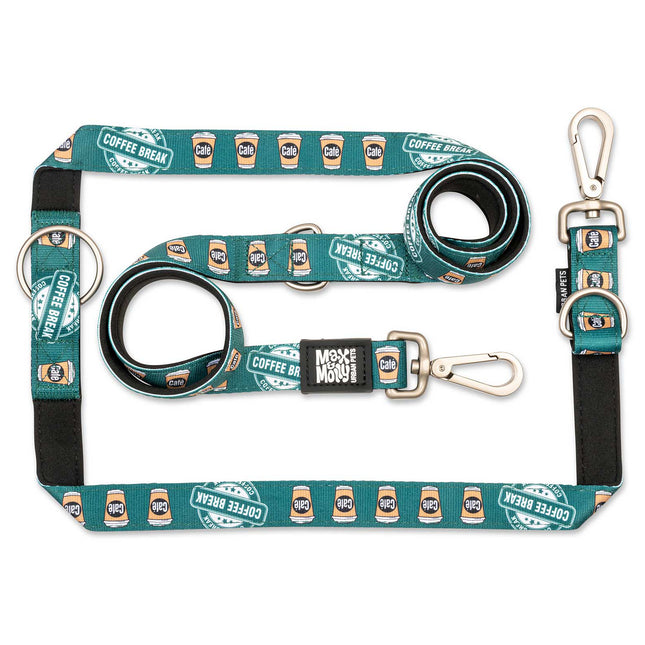 Max & Molly Multi-Leash Coffee Break - Adjustable Dog Leash, Interesting Pattern, 200cm