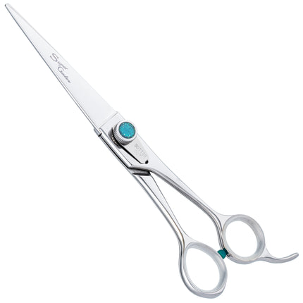 Geib Super Gator Straight Scissors - professional grooming scissors with micro-serration and ergonomic handle, made of triple-hardened stainless steel.