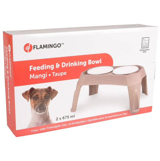 Flamingo Mangi Double Bowl Stand - dog bowl on a stand