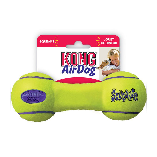 KONG AirDog Squeaker Dumbbell - squeaky toy for dogs, shaped like a dumbbell, floats