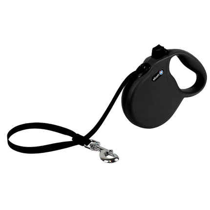 Alcott Wanderer Retractable Leash 5m Black - automatic dog leash, black