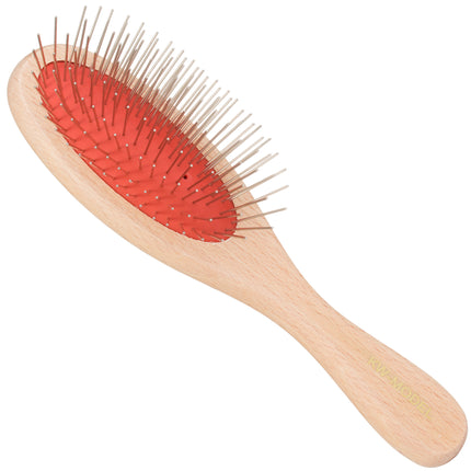 KW Pin Brush Small - wooden brush with metal pins for long-haired breeds