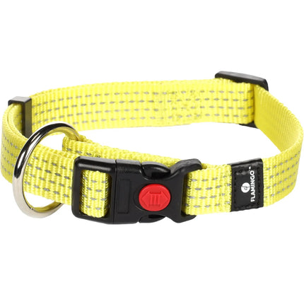 Flamingo Collar Ziggi Reflective - neon reflective collar for dogs, snap with lock, yellow