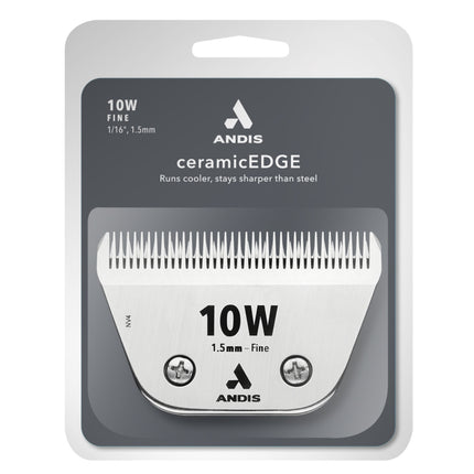 Andis Ceramic EDGE 10W Fine Wide Blade - wide ceramic blade for Snap-On clippers, chrome-plated steel