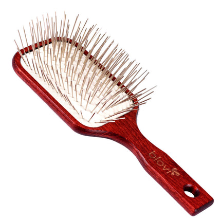 Blovi Wood Pin Brush - extra large, soft, wooden brush with a long metal pin