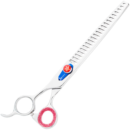 Kenchii Five Star Offset Left Chunkers - grooming thinning shears for left-handed users, 21 teeth