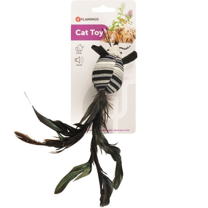 Flamingo Cat Pirin Mouse - stylish mouse for cats with a rattle, feathers, and catnip