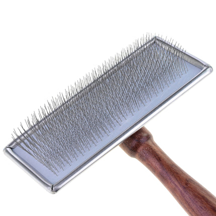 Madan Slicker Brush - professional poodle slicker brush with a wooden handle