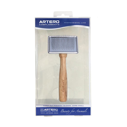 Artero Slicker Brush - professional poodle slicker brush with a wooden handle