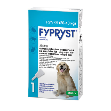 Fypryst Fipronil 268mg - drops for fleas and ticks for dogs weighing from 20 to