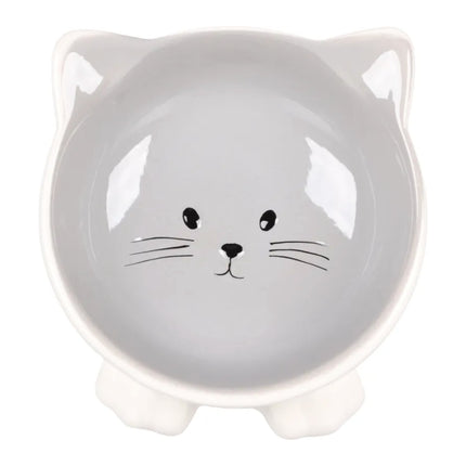 Flamingo Puzi Grey Bowl - ceramic bowl for cats, elevated, kitten