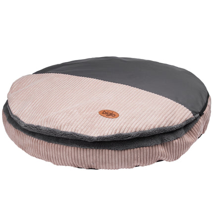 Biglo Cleo Pink - corduroy dog bed with cover, pink - gray