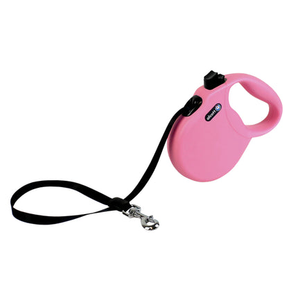 Alcott Wanderer Retractable Leash 5m Pink - automatic leash for dogs, pink