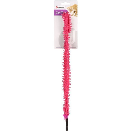 Flamingo Cat Dangler Terry - cat wand with a mop-like ribbon and feathers