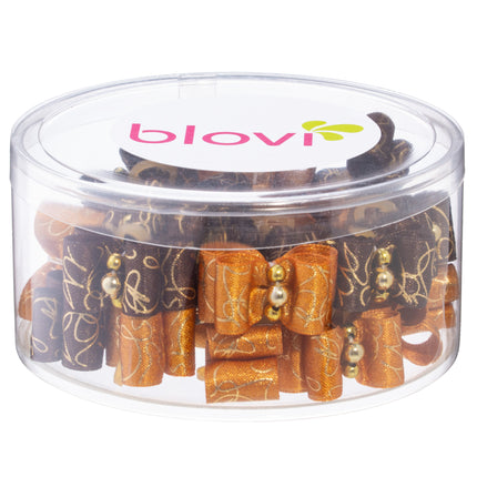 Blovi Bows 25 pcs - elegant bows for dogs in shades of brown and gold, on an elastic band