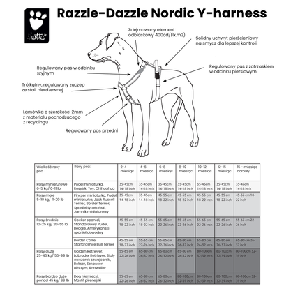 Hurtta Razzle - Dazzle Y - Harness Hedge - adjustable guard harness for dogs - 35 - 45cm