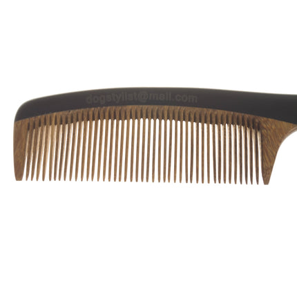 P&W Dog Stylist Comb - fragrant, anti-static comb with a sandalwood handle, wide tooth spacing